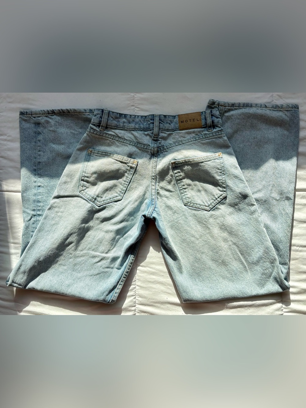 MOTEL Rocks Roomy Wide Leg Low Rise Jeans Light Blue Wash Y2K Baggy W24 L32 - Picture 13 of 13